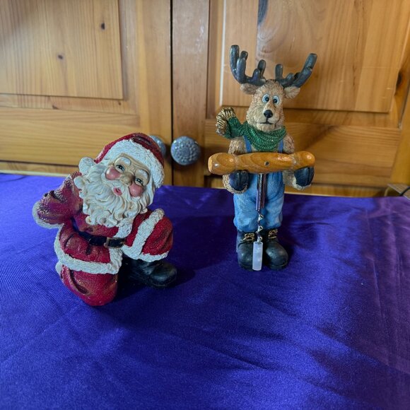 VTG 📌Santa Claus Wine Bottle Holder & Reindeer With Opener - Picture 2 of 11